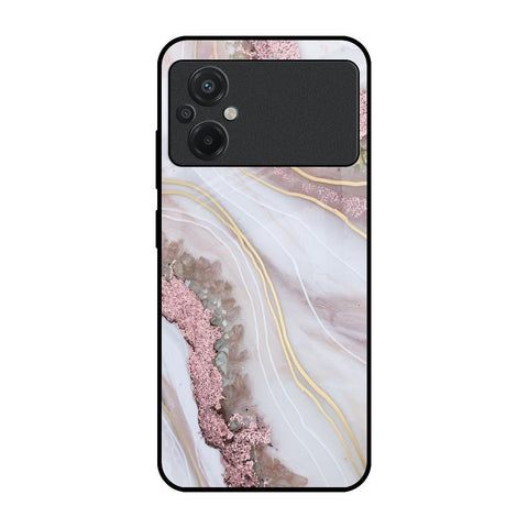 Pink & Gold Gllitter Marble Poco M5 Glass Back Cover Online