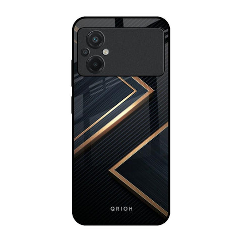 Sleek Golden & Navy Poco M5 Glass Back Cover Online