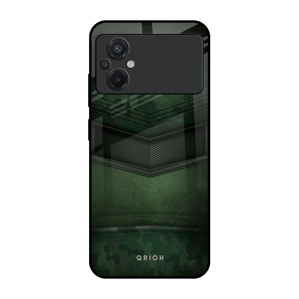 Green Leather Poco M5 Glass Back Cover Online