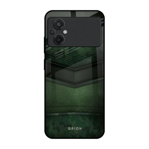 Green Leather Poco M5 Glass Back Cover Online