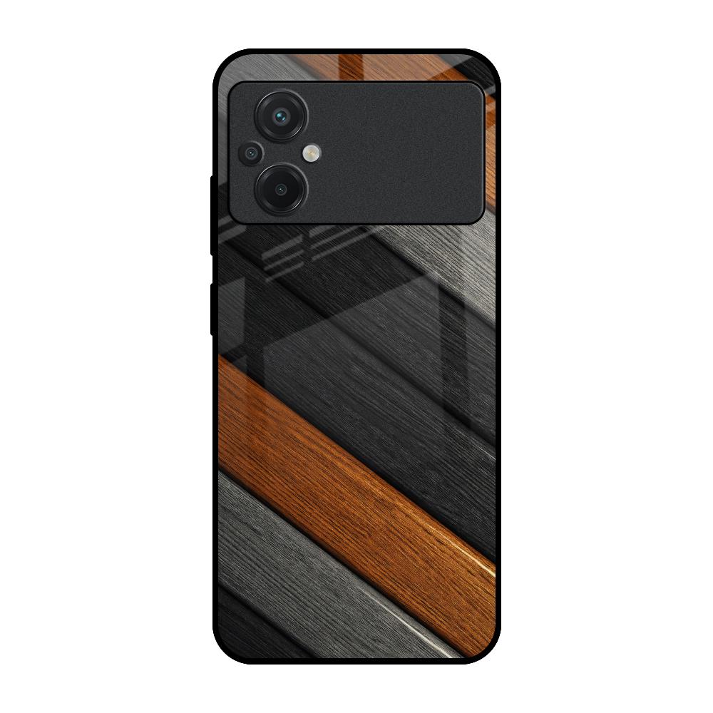 Tri Color Wood Poco M5 Glass Back Cover Online