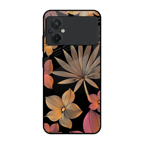 Lines Pattern Flowers Poco M5 Glass Back Cover Online