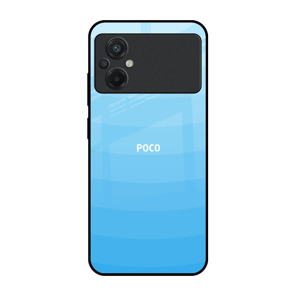 Wavy Blue Pattern Poco M5 Glass Back Cover Online