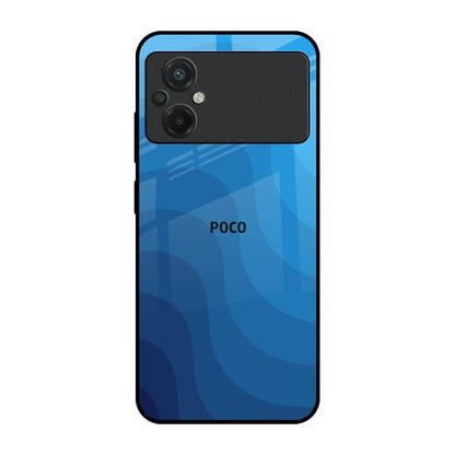 Blue Wave Abstract Poco M5 Glass Back Cover Online