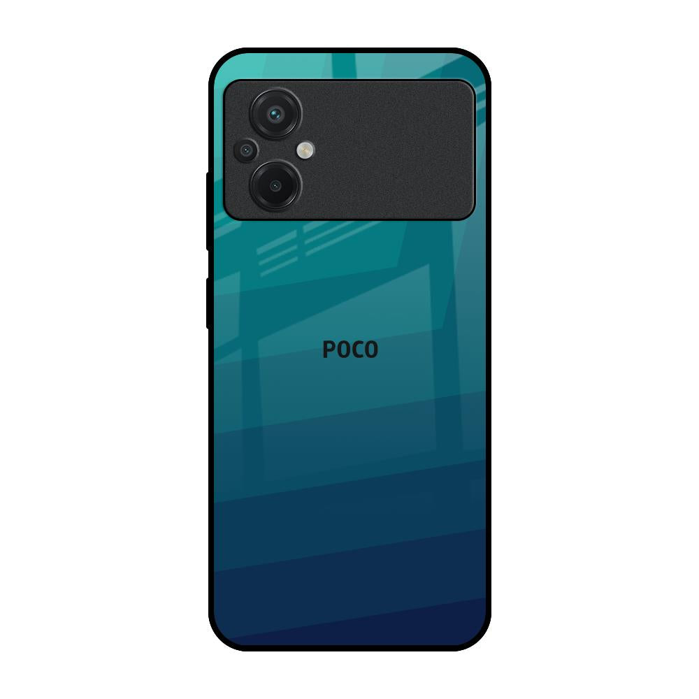 Green Triangle Pattern Poco M5 Glass Back Cover Online