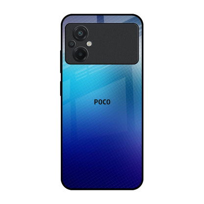Blue Rhombus Pattern Poco M5 Glass Back Cover Online