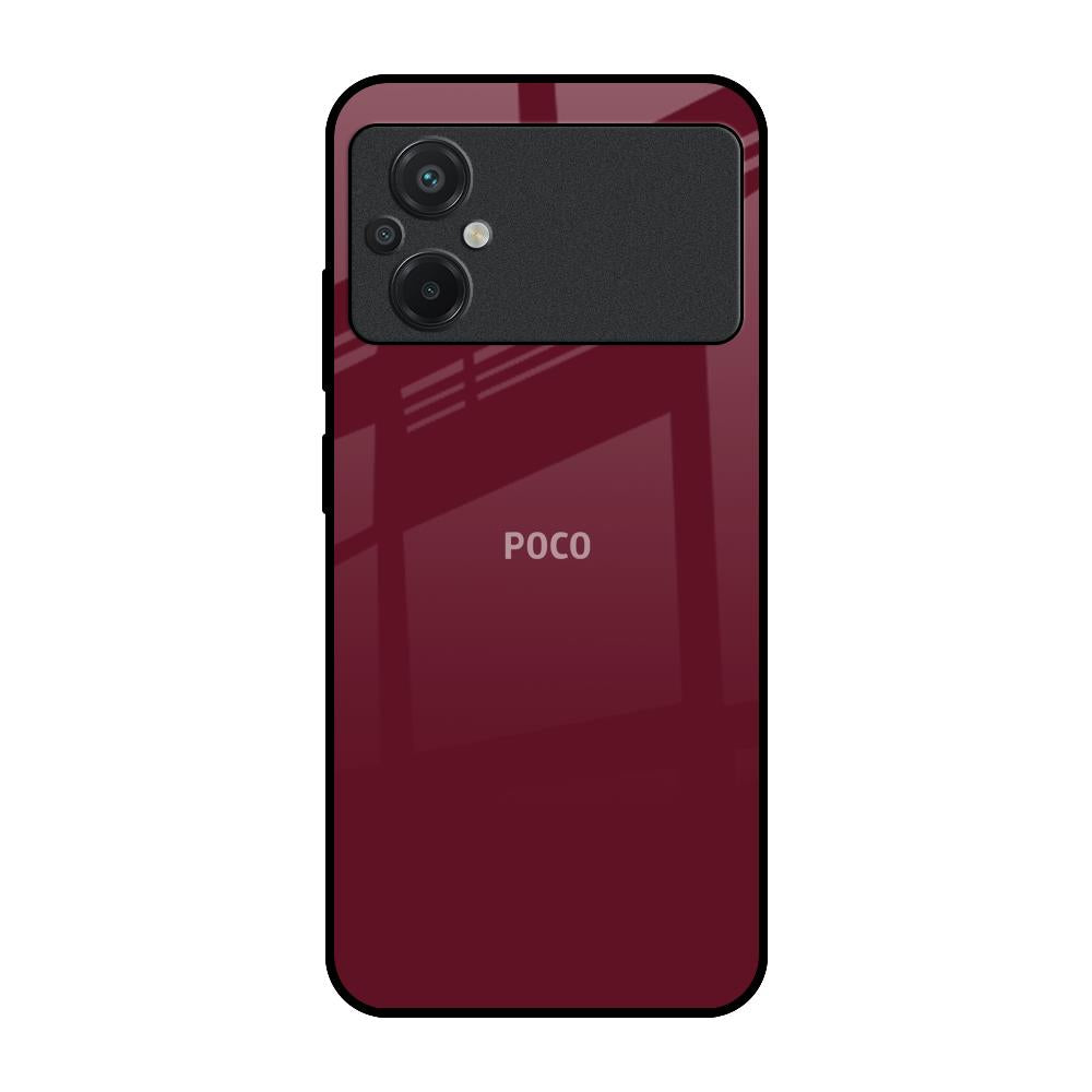 Classic Burgundy Poco M5 Glass Back Cover Online