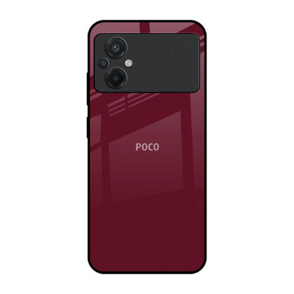 Classic Burgundy Poco M5 Glass Back Cover Online