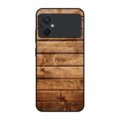 Wooden Planks Poco M5 Glass Back Cover Online