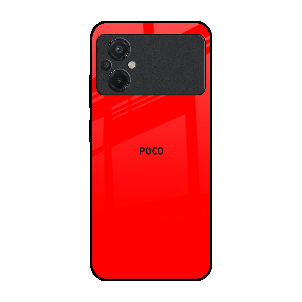 Blood Red Poco M5 Glass Back Cover Online