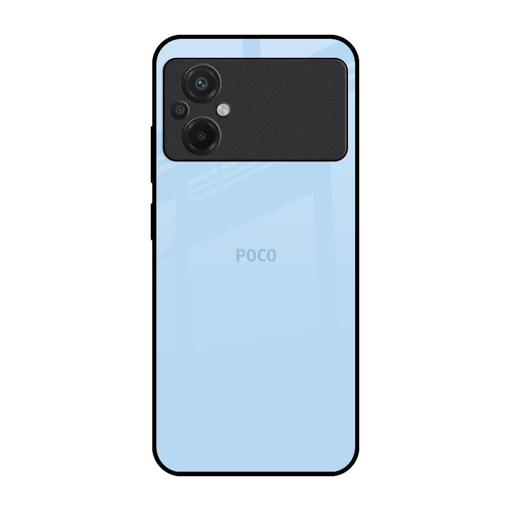 Pastel Sky Blue Poco M5 Glass Back Cover Online