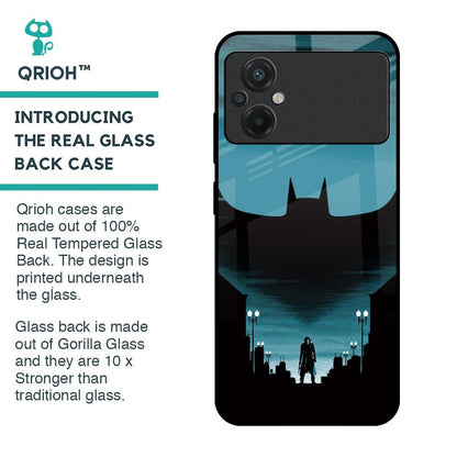 Cyan Bat Glass Case for Poco M5