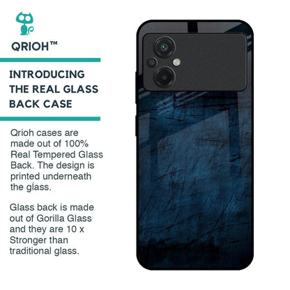 Dark Blue Grunge Glass Case for Poco M5