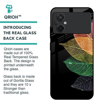 Colorful Leaves Glass Case for Poco M5