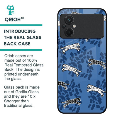 Blue Cheetah Glass Case for Poco M5