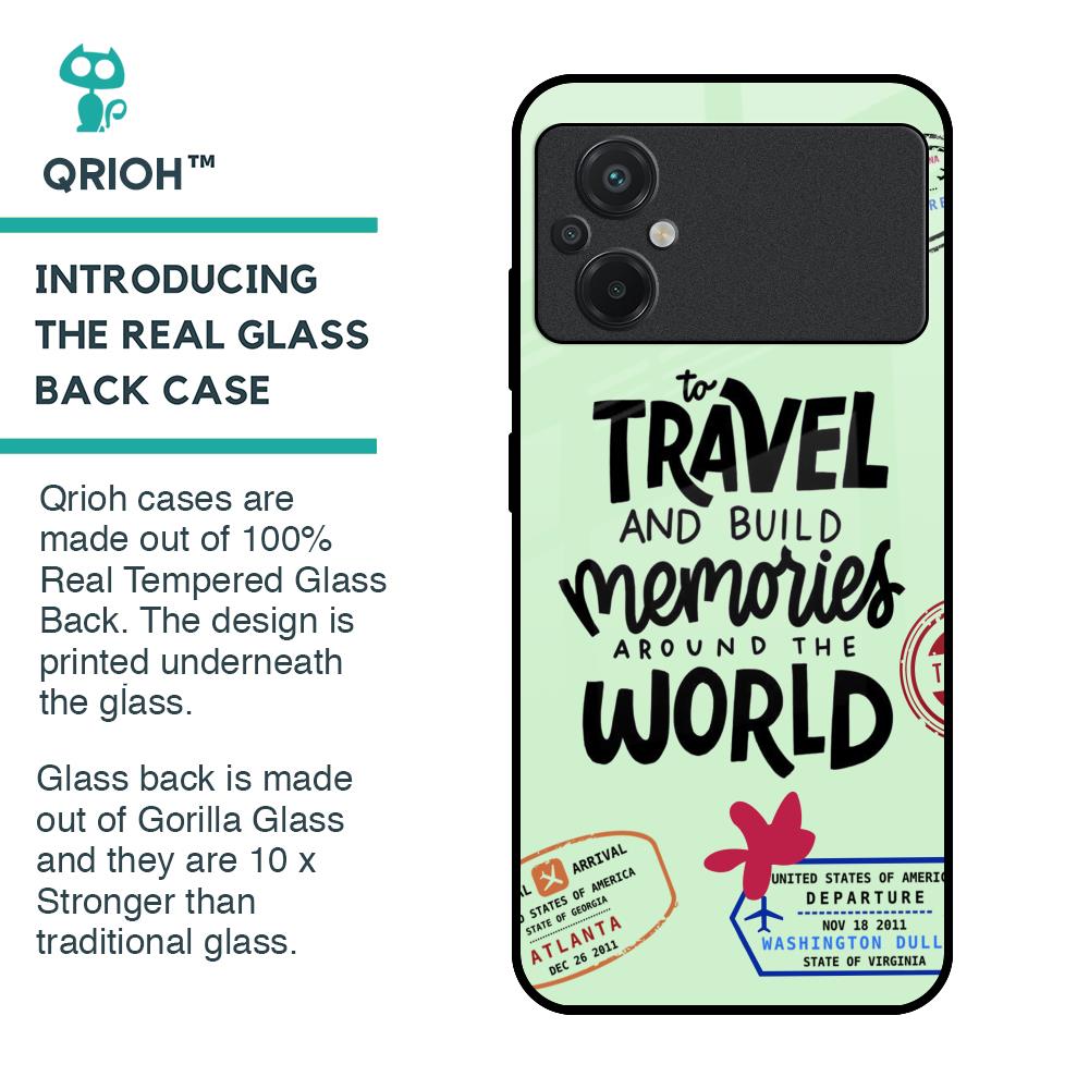 Travel Stamps Glass Case for Poco M5