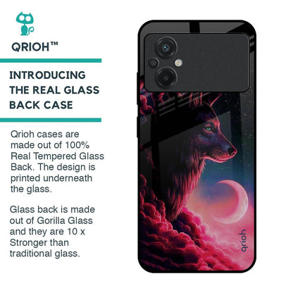 Moon Wolf Glass Case for Poco M5