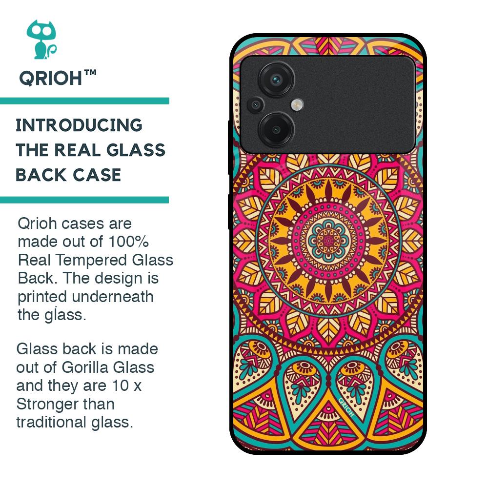 Elegant Mandala Glass Case for Poco M5