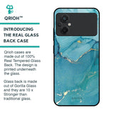 Blue Golden Glitter Glass Case for Poco M5