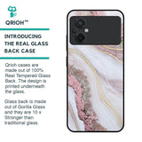 Pink & Gold Gllitter Marble Glass Case for Poco M5