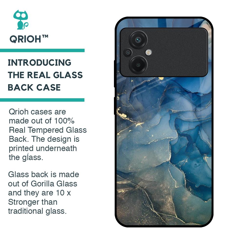 Blue Cool Marble Glass Case for Poco M5