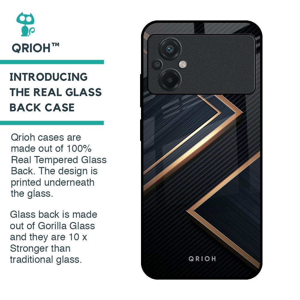 Sleek Golden & Navy Glass Case for Poco M5