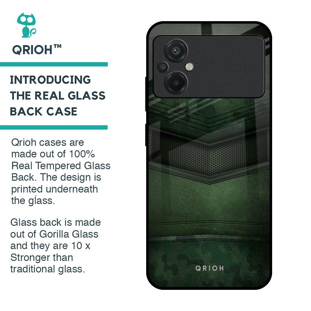 Green Leather Glass Case for Poco M5