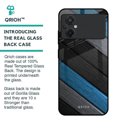 Multicolor Wooden Effect Glass Case for Poco M5
