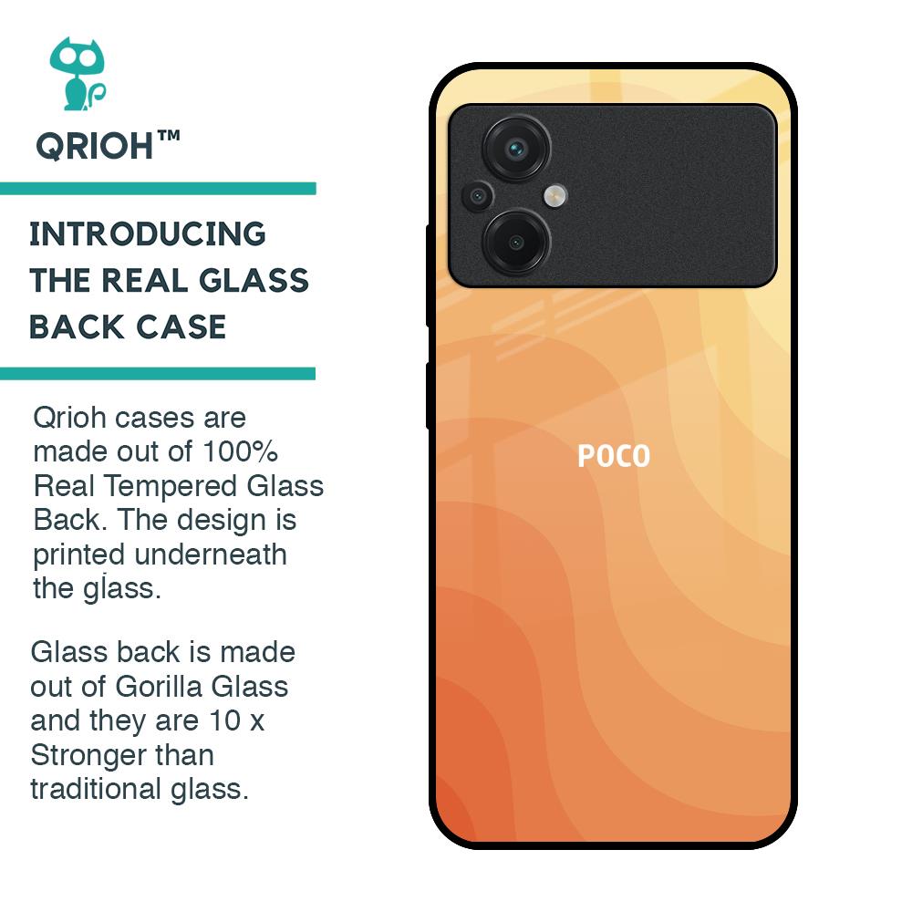 Orange Curve Pattern Glass Case for Poco M5