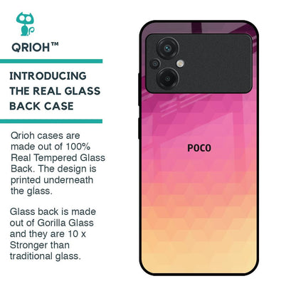 Geometric Pink Diamond Glass Case for Poco M5