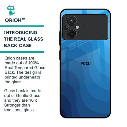 Blue Wave Abstract Glass Case for Poco M5
