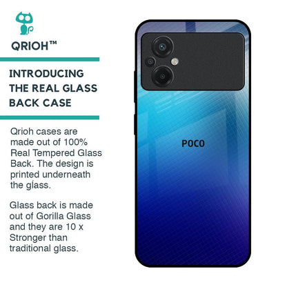 Blue Rhombus Pattern Glass Case for Poco M5