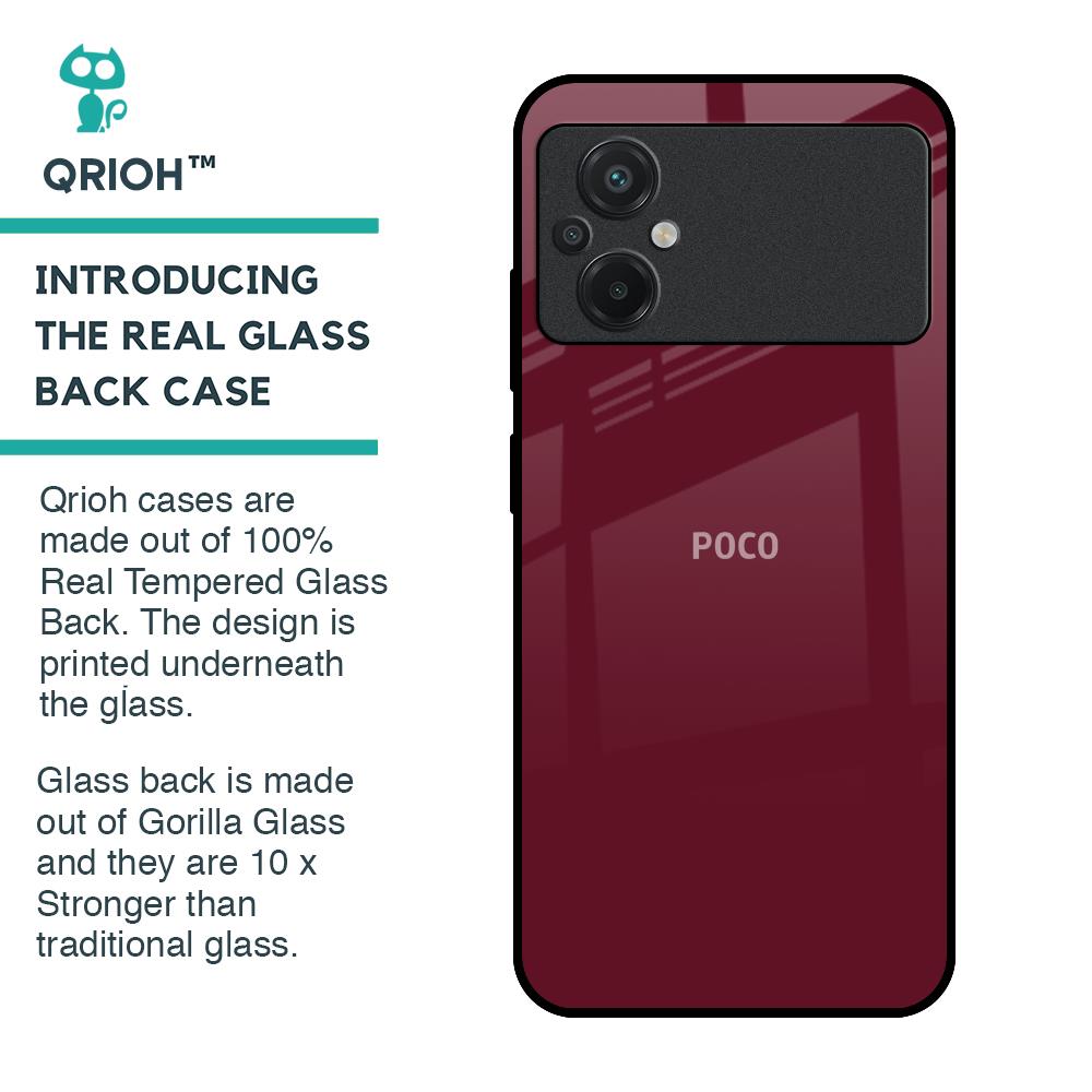 Classic Burgundy Glass Case for Poco M5