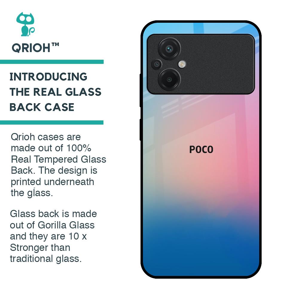 Blue & Pink Ombre Glass case for Poco M5