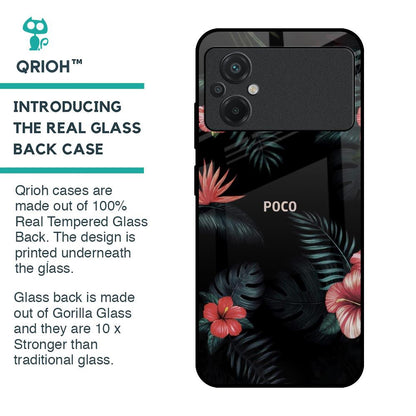 Tropical Art Flower Glass Case for Poco M5