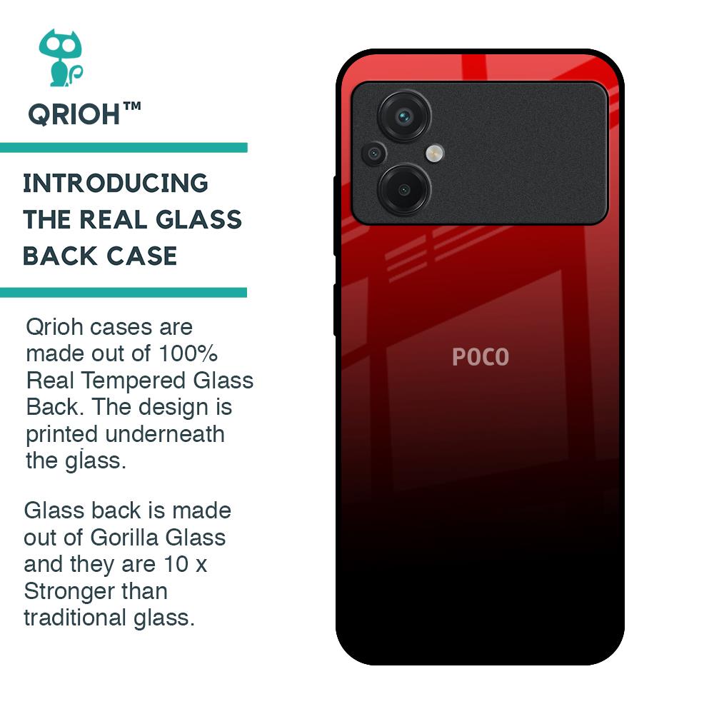 Maroon Faded Glass Case for Poco M5