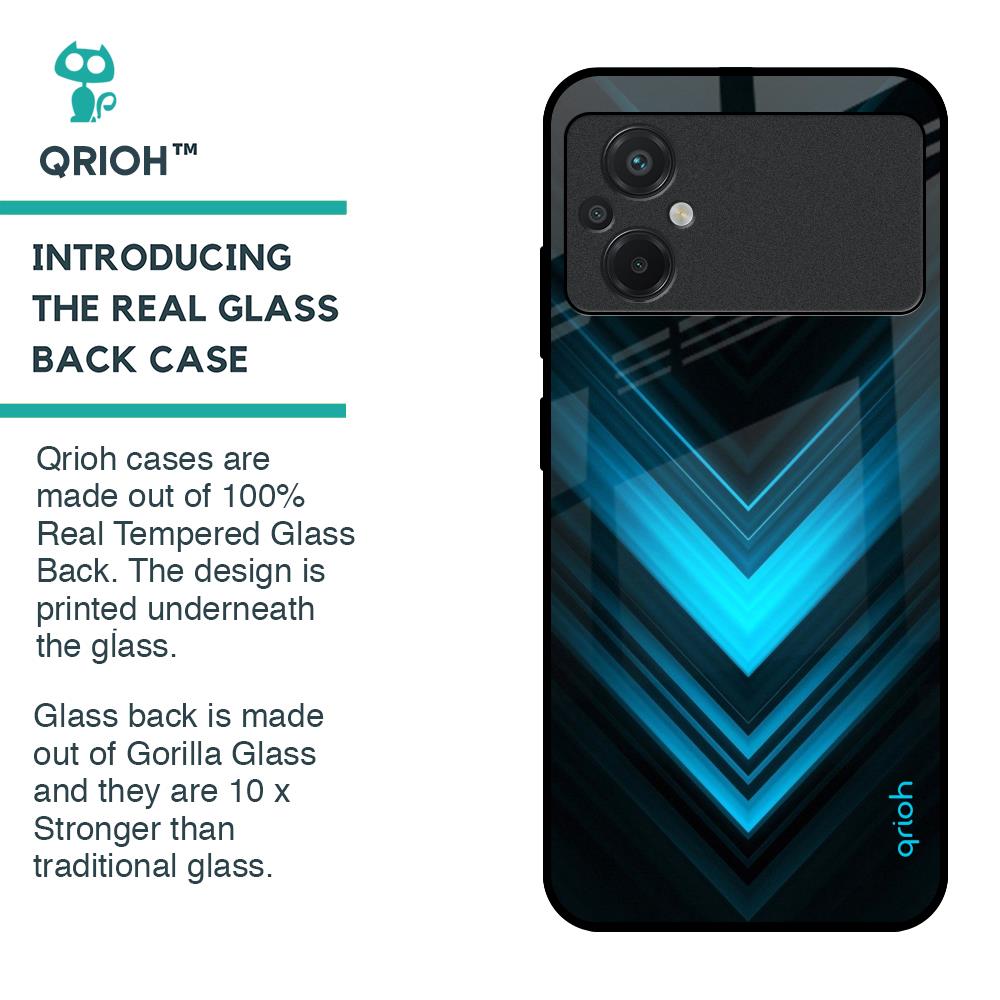 Vertical Blue Arrow Glass Case For Poco M5