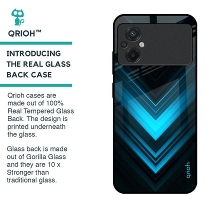 Vertical Blue Arrow Glass Case For Poco M5
