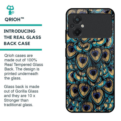 Peacock Feathers Glass case for Poco M5