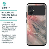 Pink And Grey Marble Glass Case For Poco M5