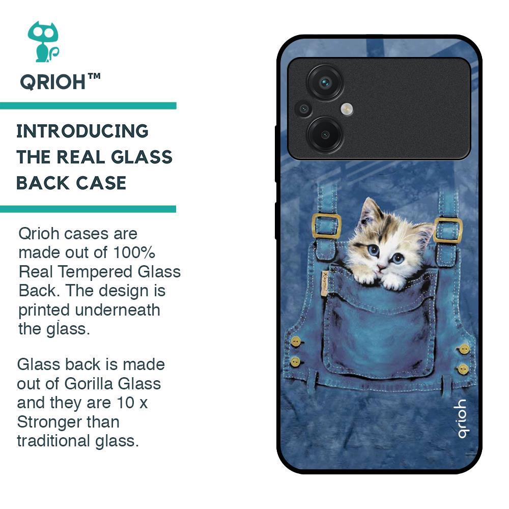 Kitty In Pocket Glass Case For Poco M5