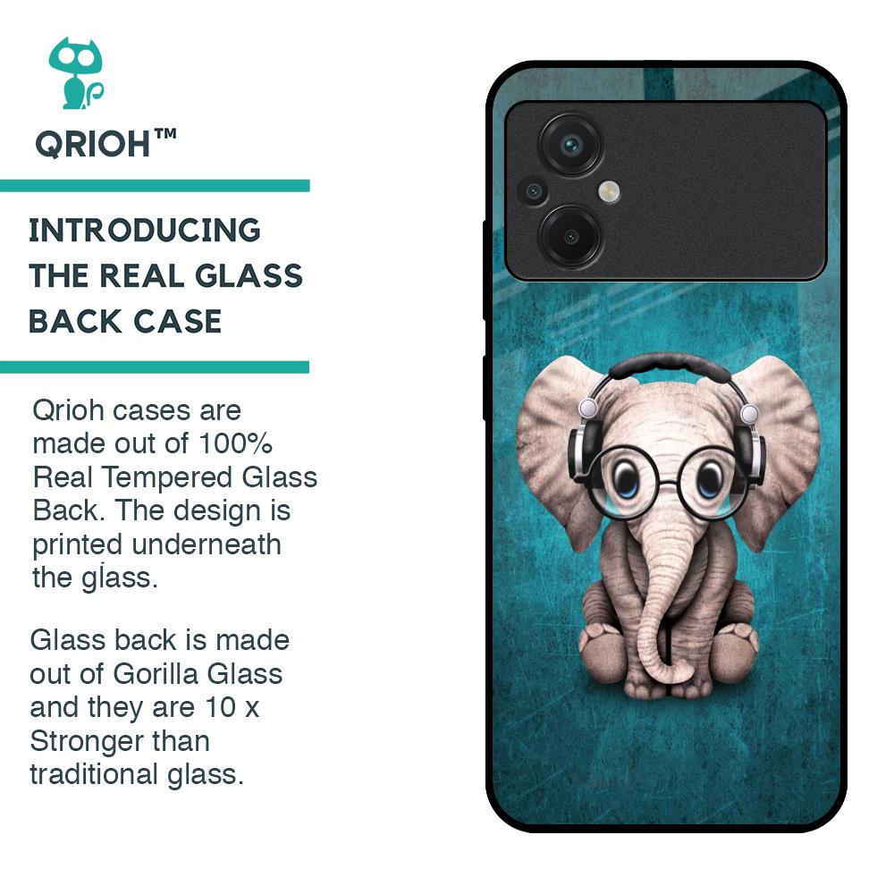 Adorable Baby Elephant Glass Case For Poco M5