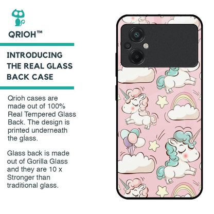 Balloon Unicorn Glass case for Poco M5