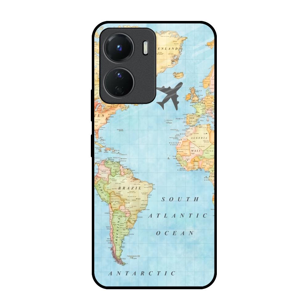Travel Map Vivo Y16 Glass Back Cover Online