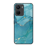 Blue Golden Glitter Vivo Y16 Glass Back Cover Online