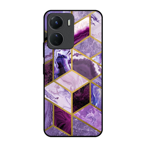 Purple Rhombus Marble Vivo Y16 Glass Back Cover Online
