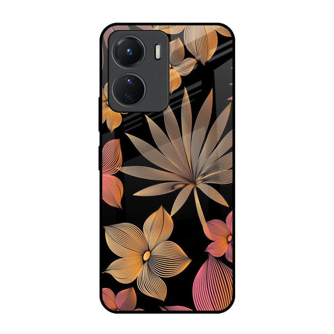 Lines Pattern Flowers Vivo Y16 Glass Back Cover Online