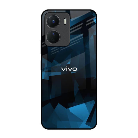 Polygonal Blue Box Vivo Y16 Glass Back Cover Online