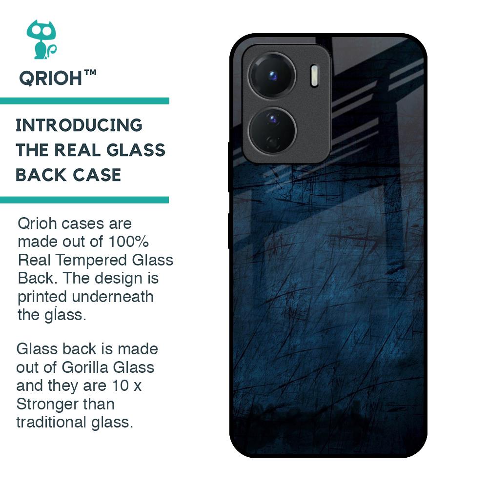 Dark Blue Grunge Glass Case for Vivo Y16
