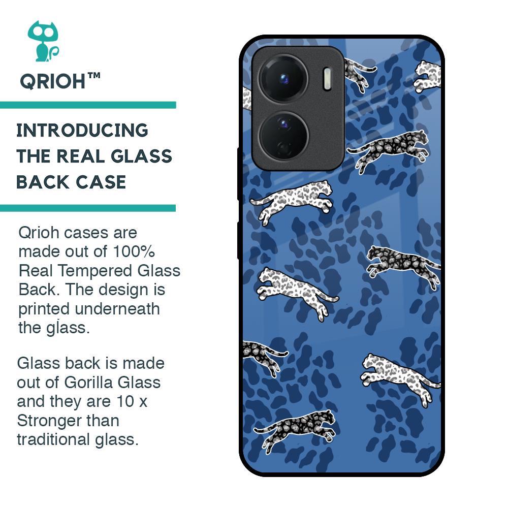 Blue Cheetah Glass Case for Vivo Y16